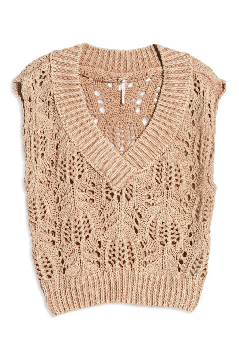 Orchid Pointelle Sweater Vest, Alternate, color, SOFT EARTH