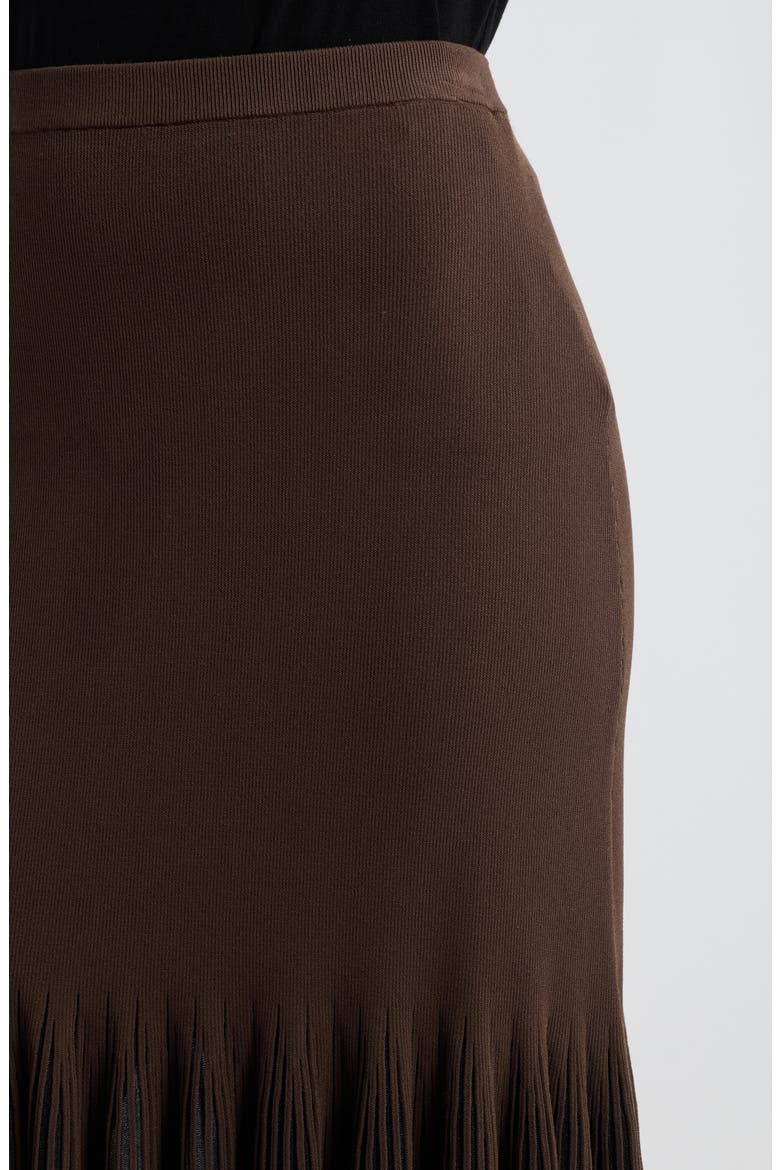 Pleat Trim Sweater Skirt, Alternate, color, BROWN BLACK ORGANZA
