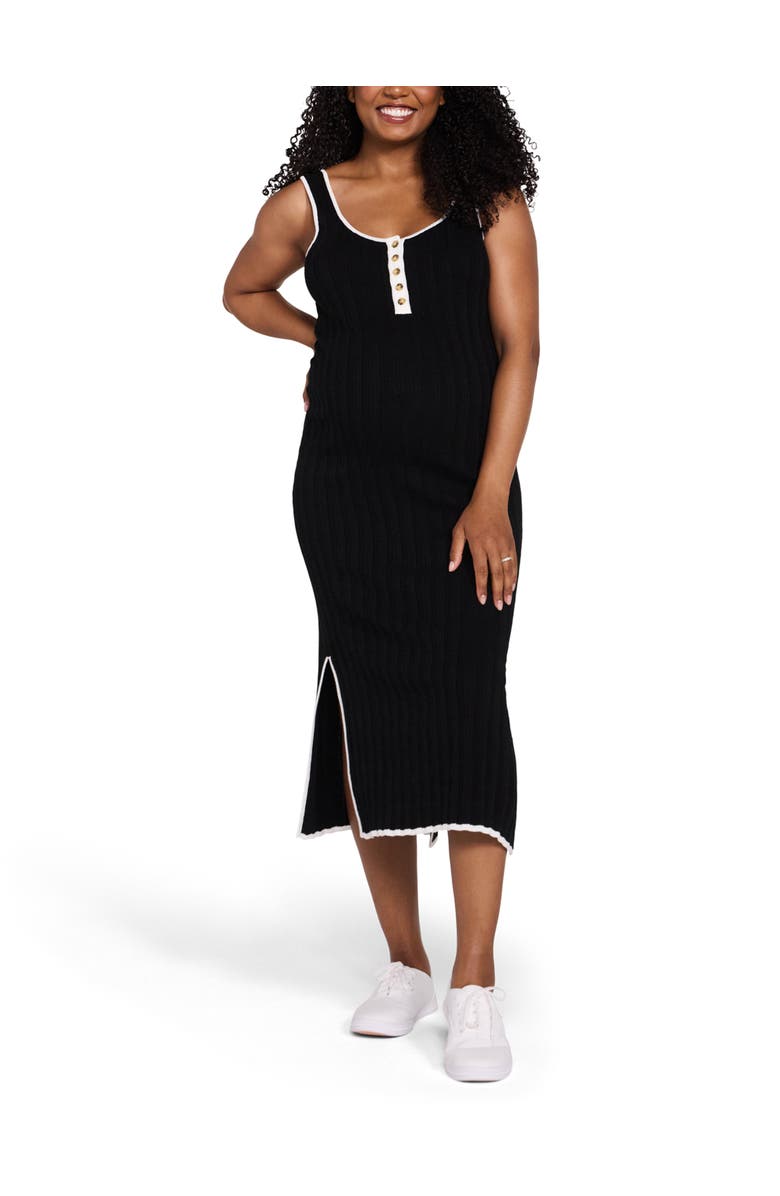 MOTHERHOOD MATERNITY Sleeveless Nursing Henley Midi Dress, Alternate, color, Black & White