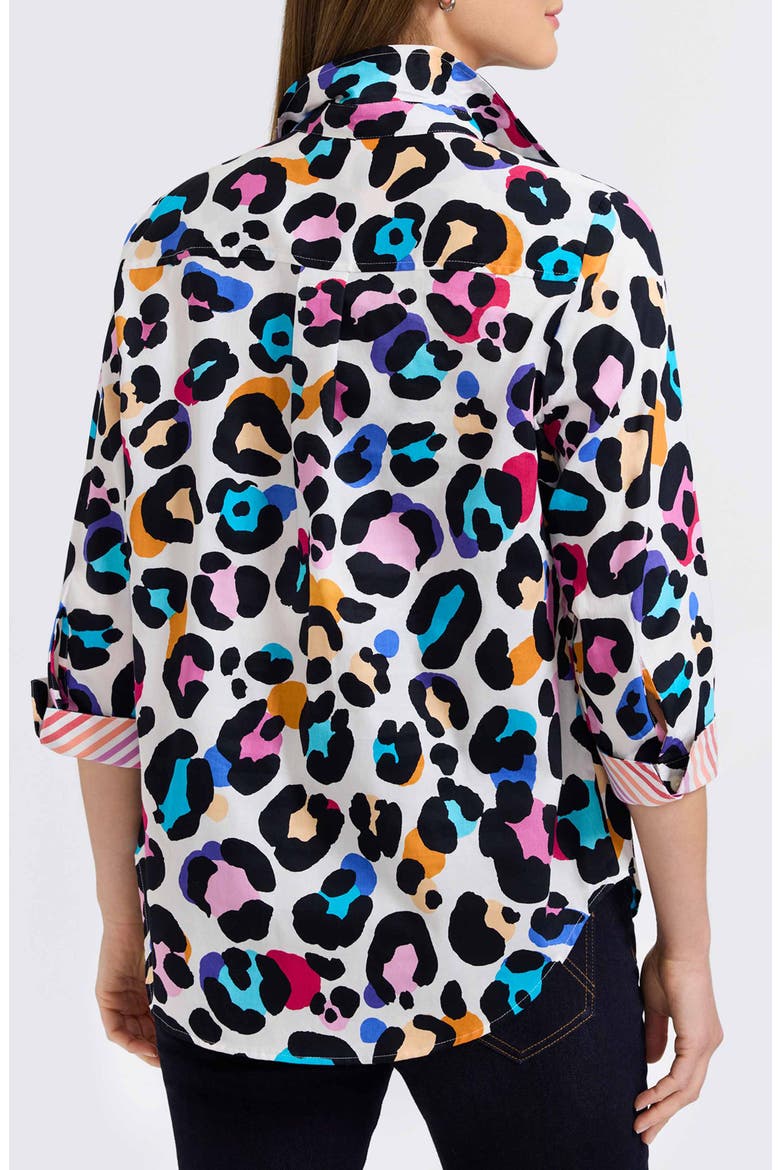 Charlie Colorful Leopard Print Cotton Button-Up Shirt, Alternate, color, MULTI