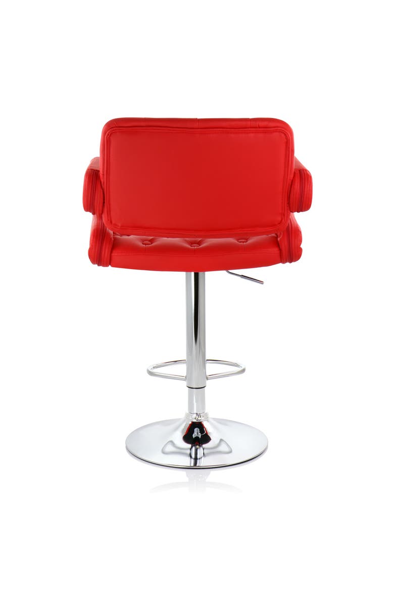 Faux Leather Tufted Bar Stool with Adjustable Height, Alternate, color, Red
