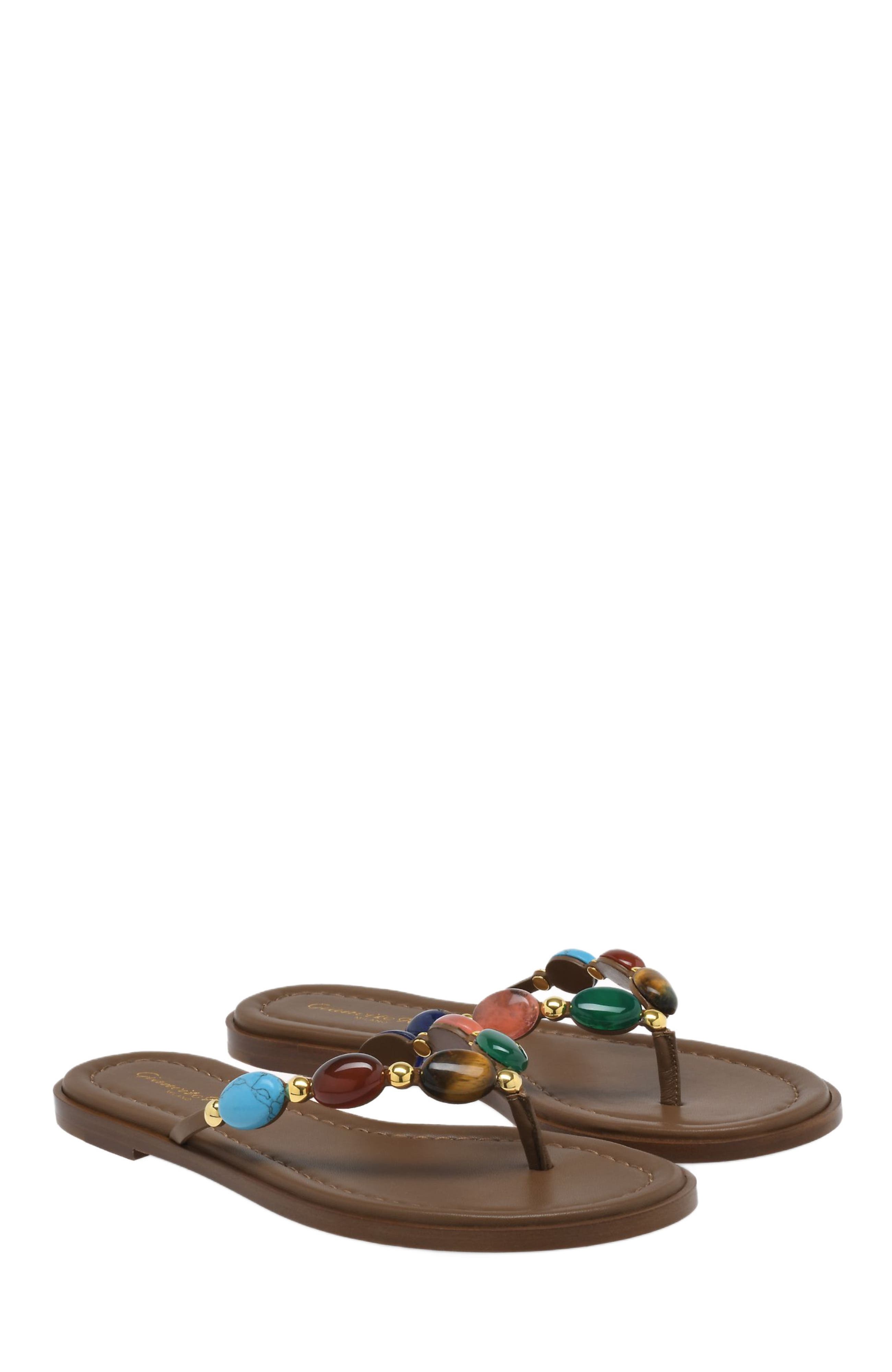 Gianvito Rossi Shanti Thong 05 Sandals, Alternate, color, Brown