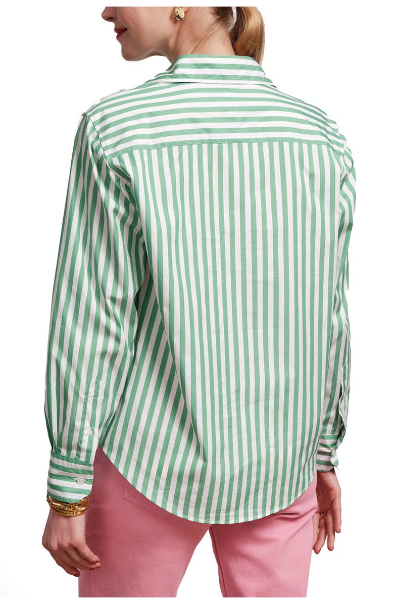 Frances Valentine Perfect Button Down Stripe Cotton Poplin, Alternate, color, Green/White
