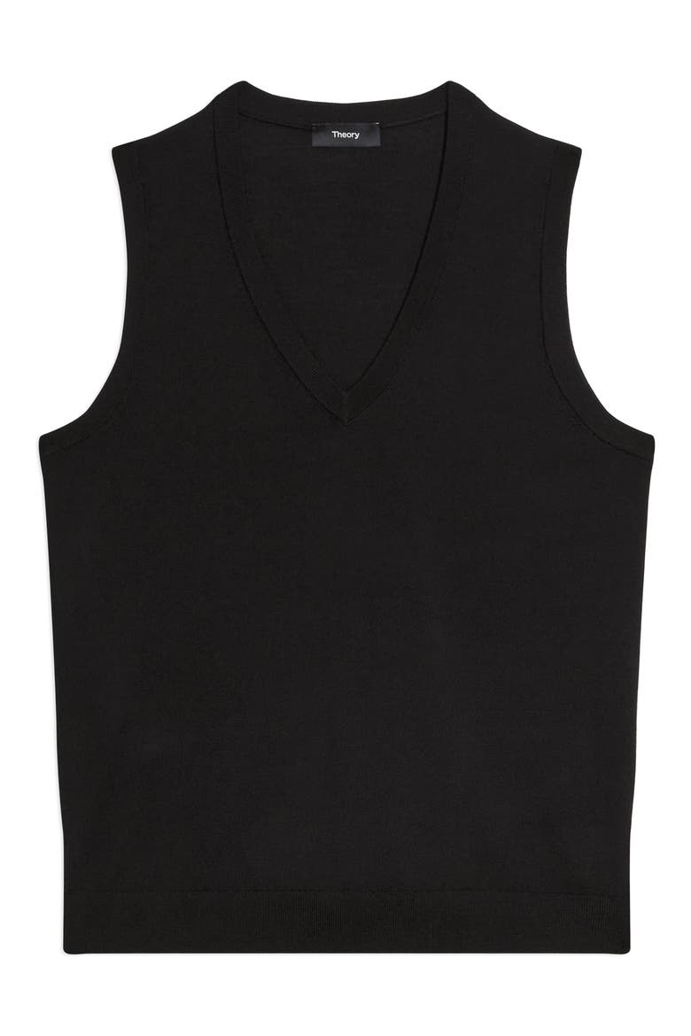 V-Neck Slim Fit Wool Tank, Alternate, color, BLACK - 001