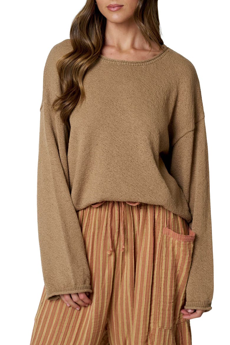 Cotton Crewneck Sweater, Main, color, MOCHA