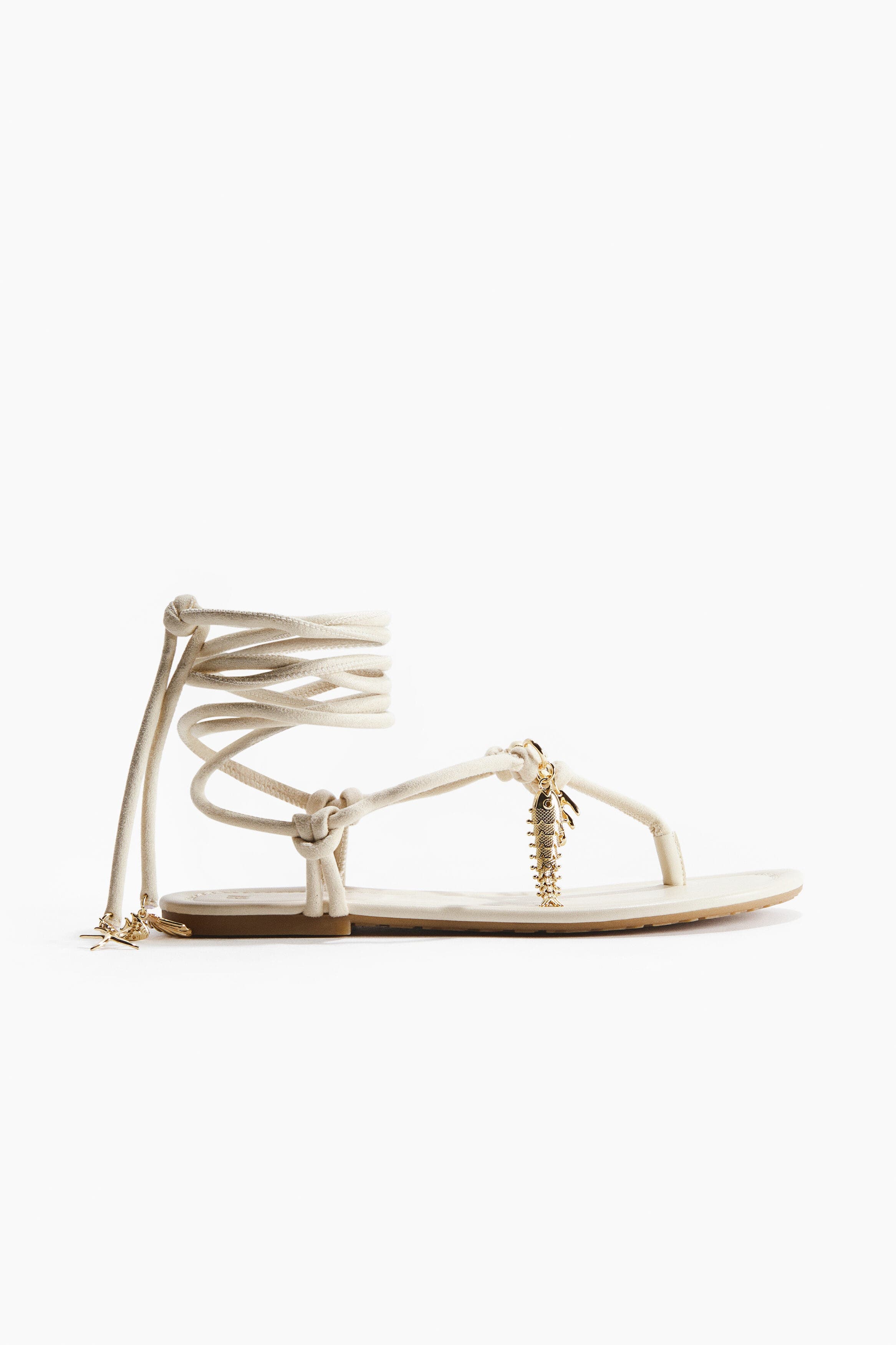 H&M Strappy Sandals, Main, color, Cream