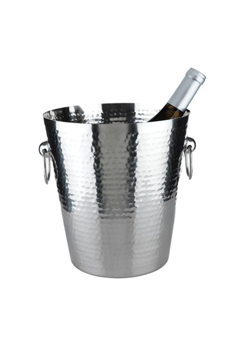 Irving Hammered Ice Bucket in Stainless Steel, Main, color, Silver