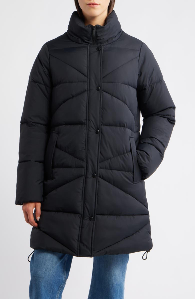 Sam Edelman Faux Fur Trim Hooded Quilted Jacket, Alternate, color, Black