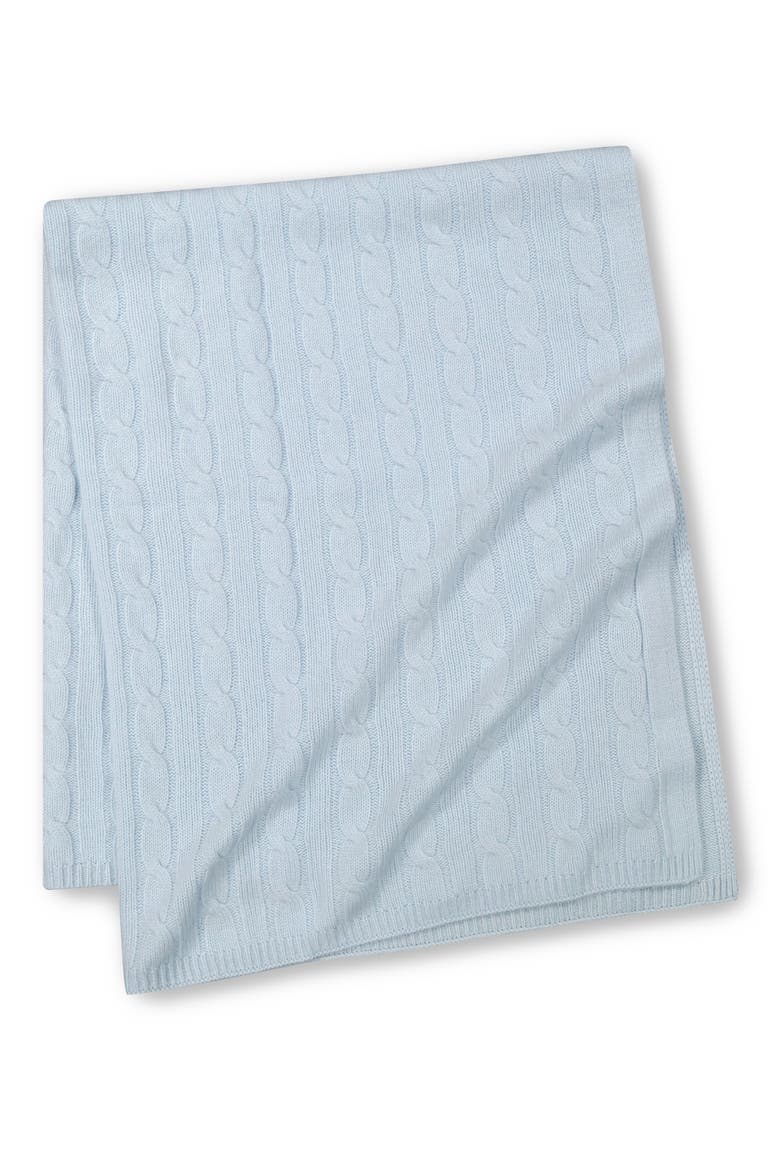 Cable Knit Cashmere Baby Blanket, Main, color, BLUE