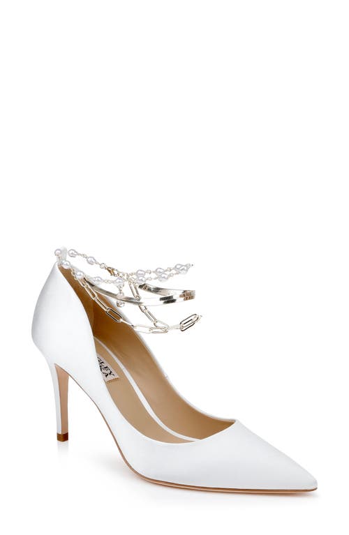Badgley Mischka Collection Verna Chain Ankle Strap Pointed Toe Pump In White