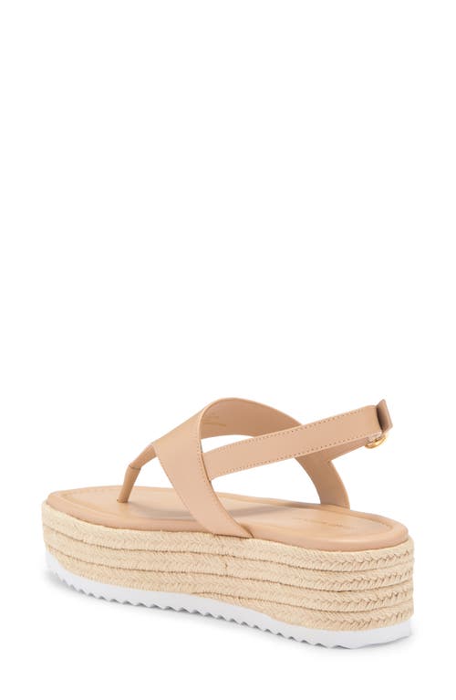 Stuart Weitzman Mel Leather Espadrille Flatform Sandal In Golden Beige