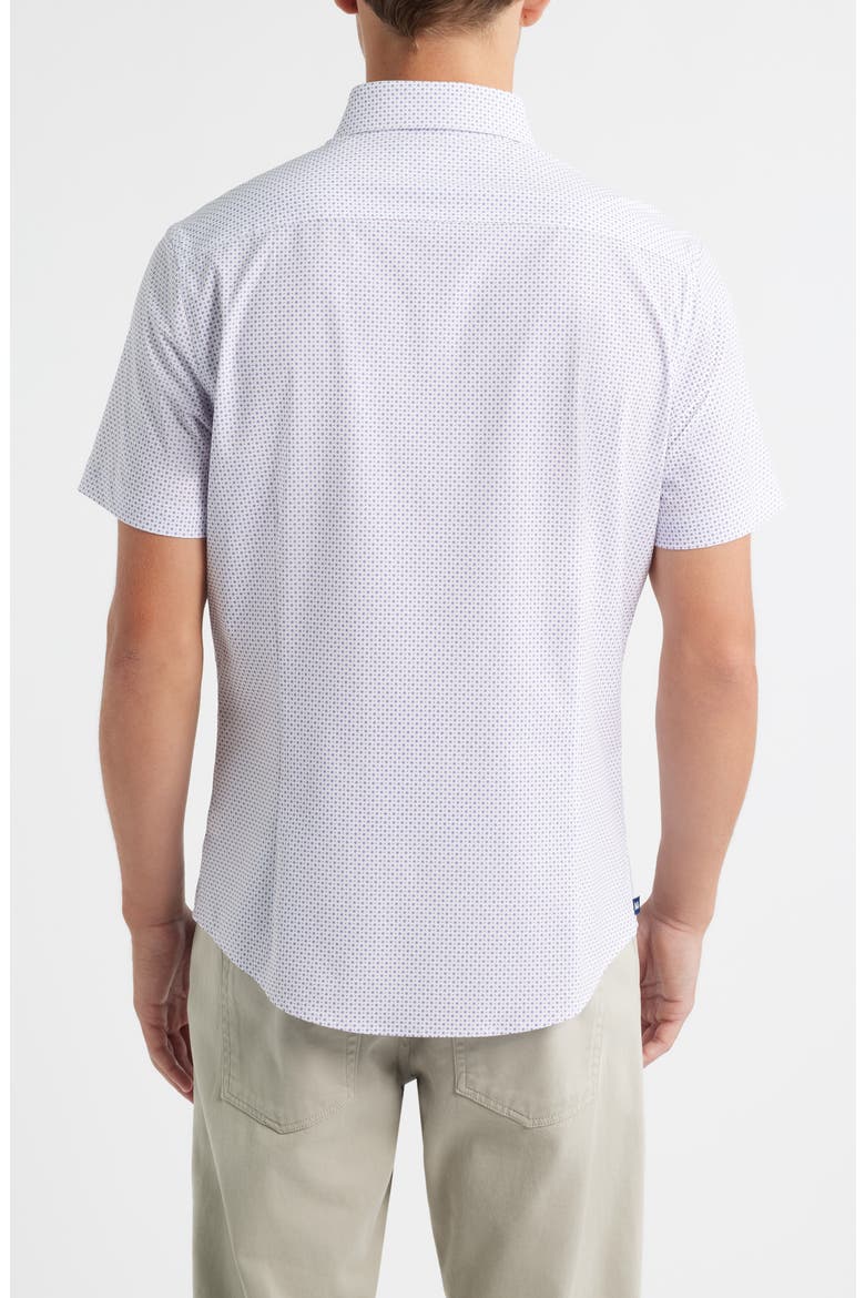 Leeward Trim Fit Short Sleeve Performance Button-Up Shirt, Alternate, color, MULBERRY DOUBLE DIAMOND
