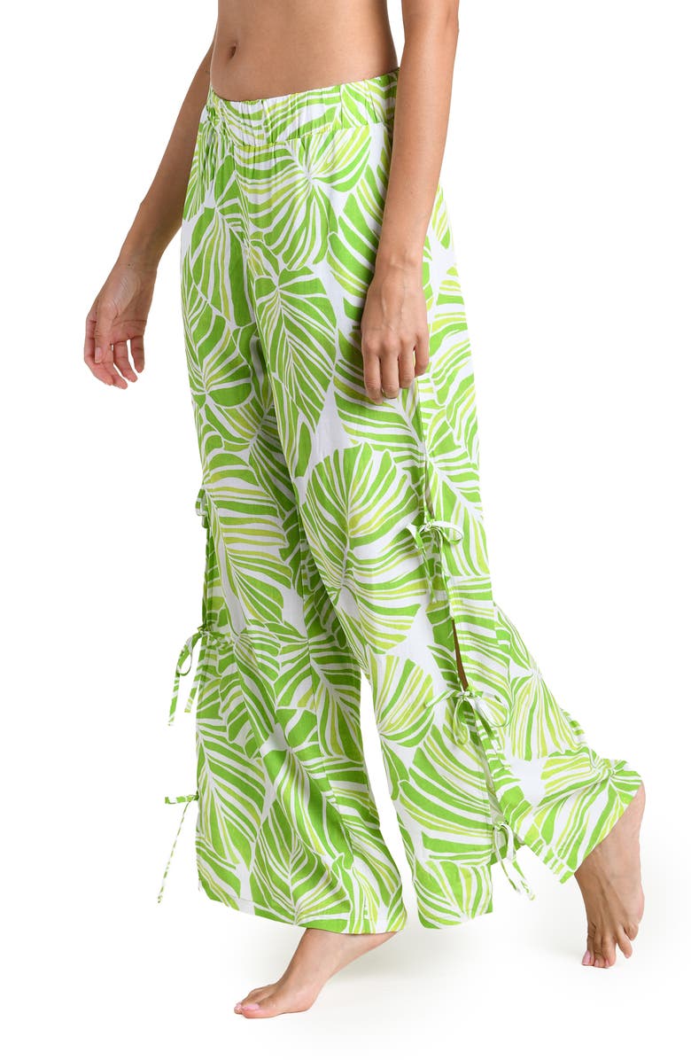 La Blanca Serene Palm Cover-Up Pants, Alternate, color, Apple