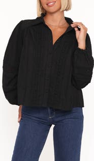 Petal & Pup Catania Lace Panel Cotton Button-Up Shirt