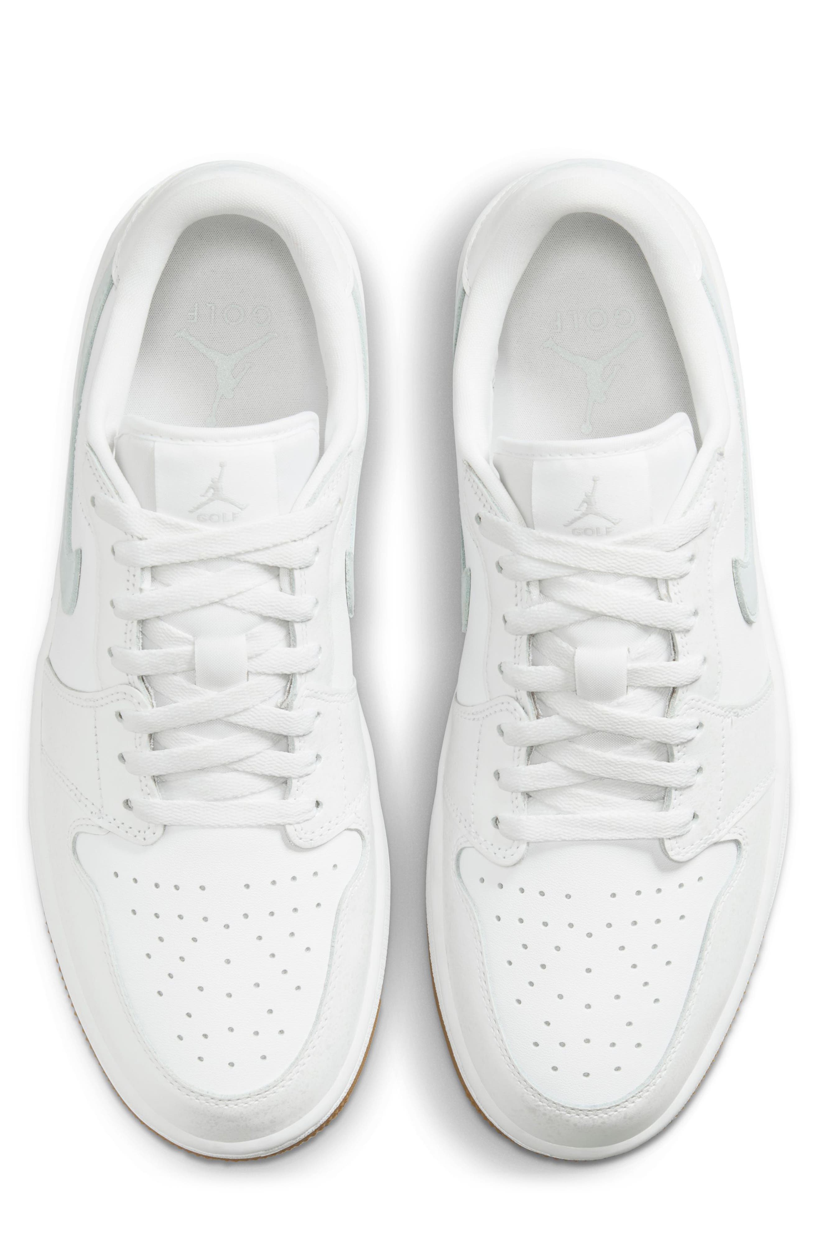 Air Jordan 1 Low Waterproof Golf Shoe, Alternate, color, WHITE/ PURE PLATINUM/ BROWN