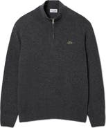 Lacoste Classic Fit Wool Quarter Zip Sweater