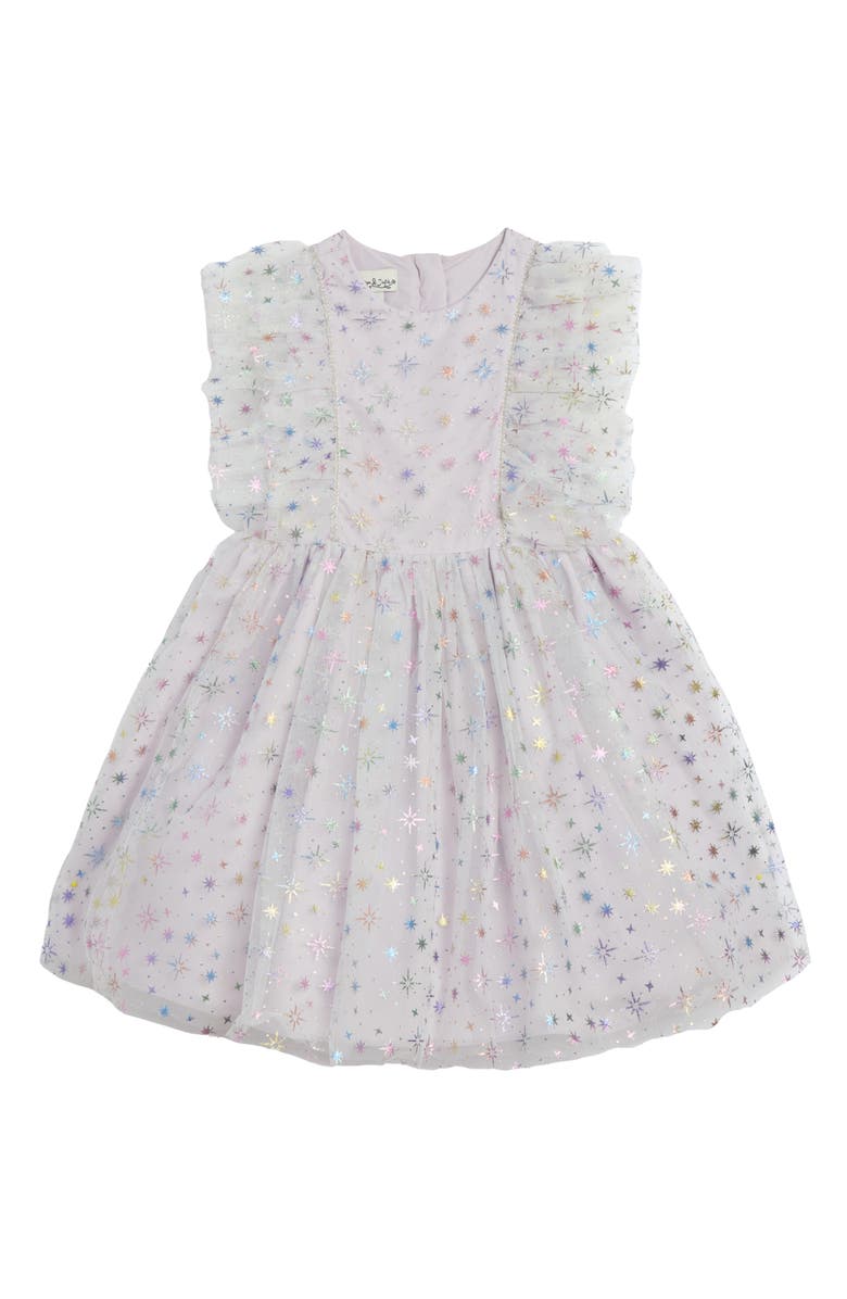 Pippa & Julie Kids' Fallon Metallic Star Sleeveless Tulle Dress & Bloomers, Main, color, Lilac