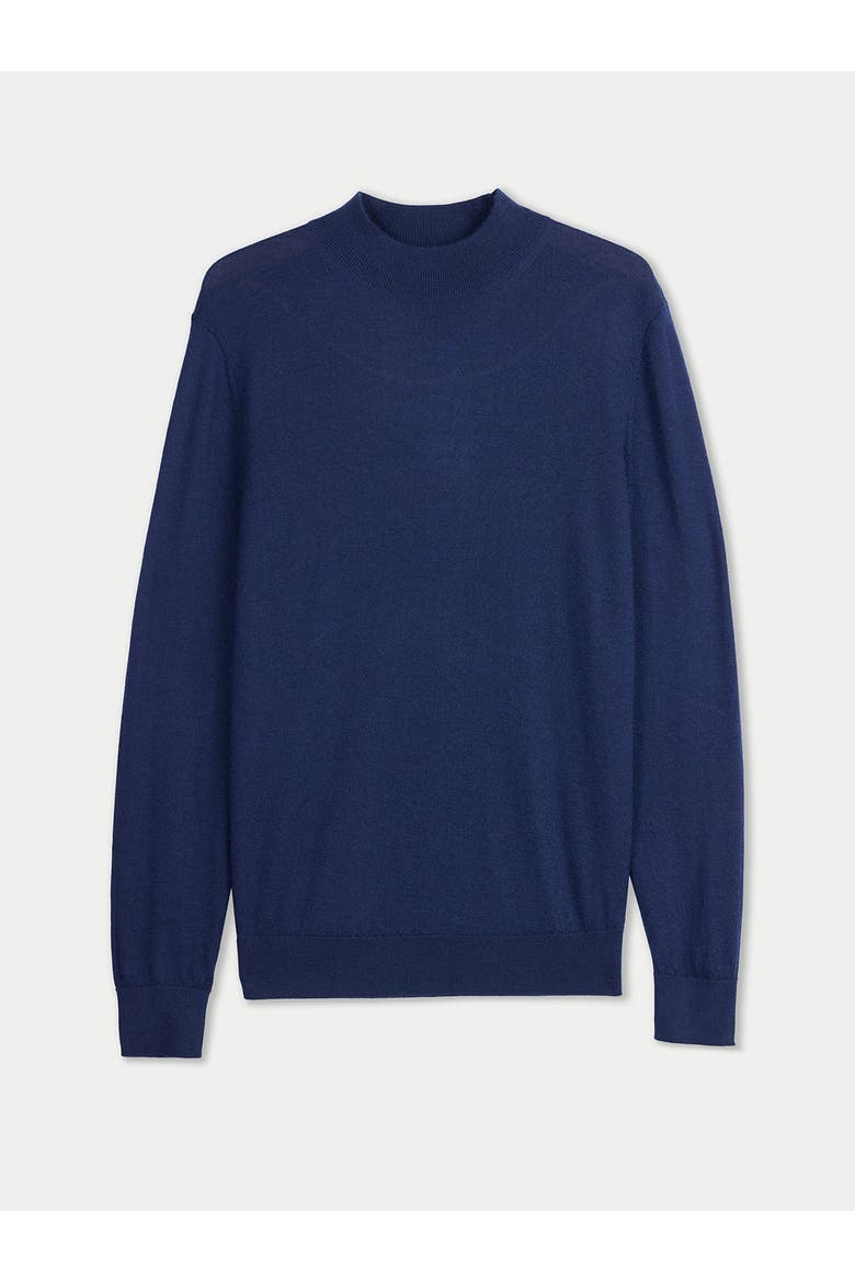 Men Cashmere Silk High Neck Sweater, Main, color, mood indigo