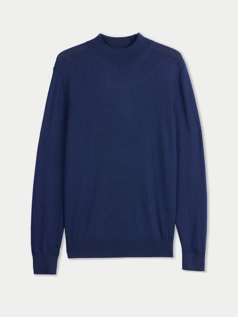 Men Cashmere Silk High Neck Sweater