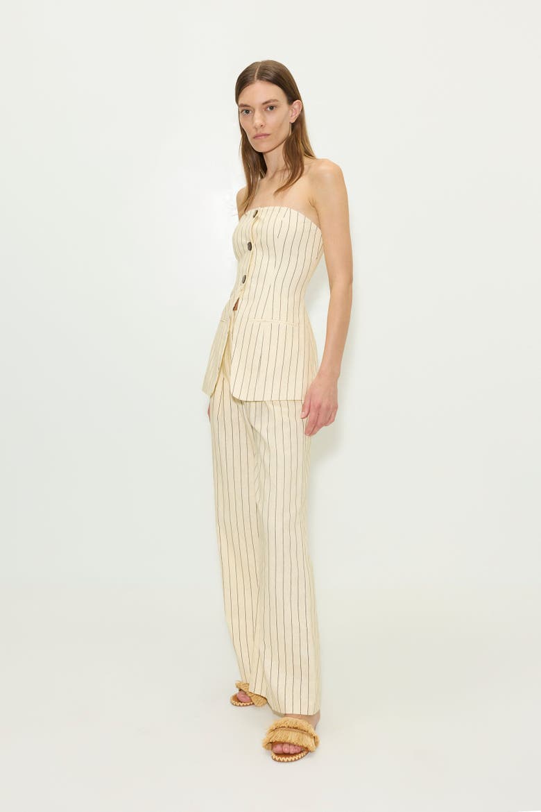 Mori Strapless Linen Top - Cream Pinstripe, Alternate, color, Cream Pinstripe