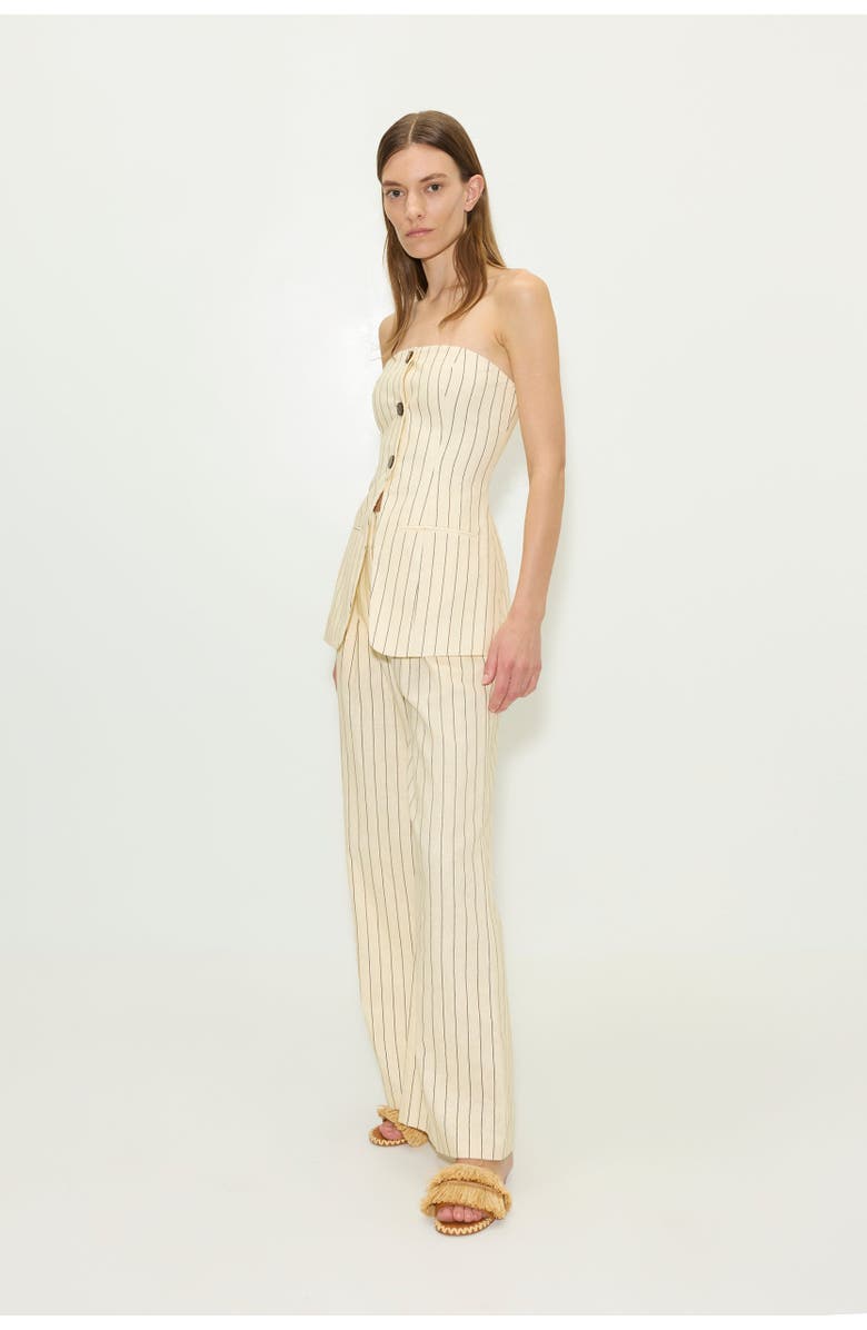 SIMONMILLER Bloo Linen Pinstripe Pant, Alternate, color, Cream Pinstripe