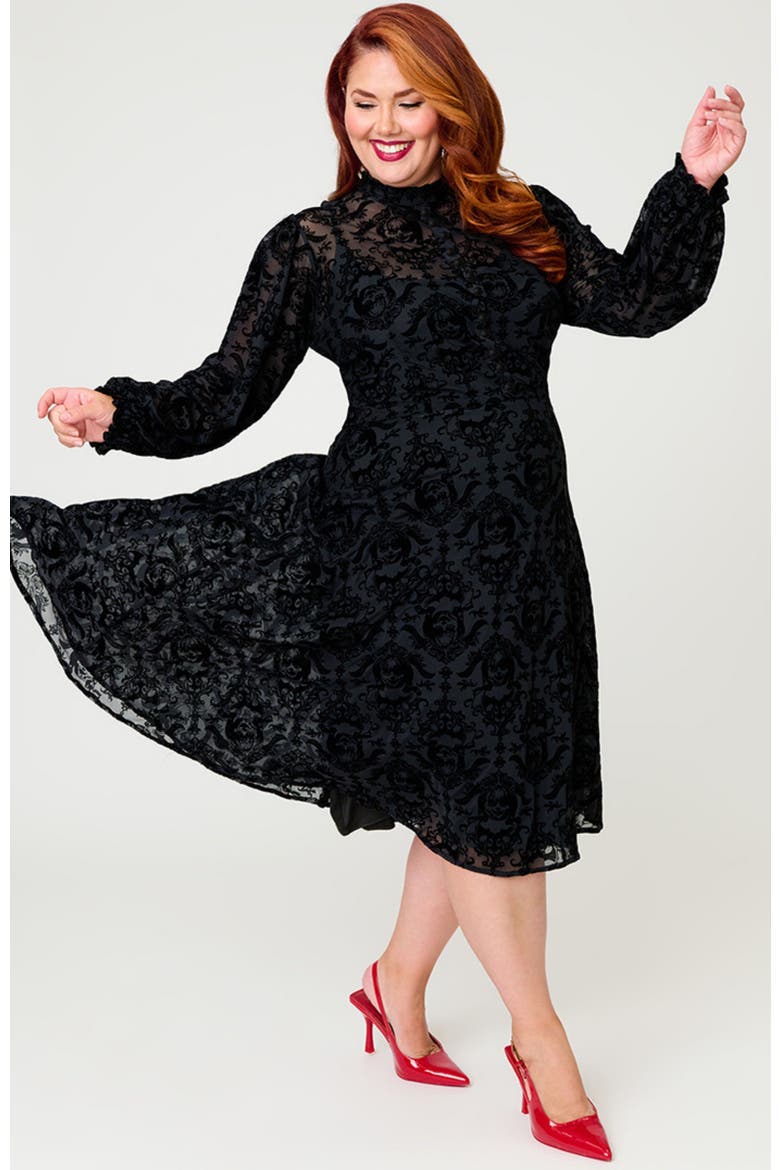 Plus Size 1970s Leota Swing Dress, Alternate, color, Black Solid