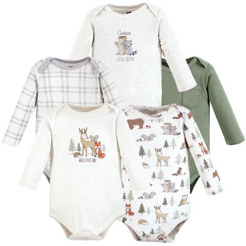 Soft Cotton Long-Sleeve Infant Bodysuit Bundle (5-Count) (Baby)