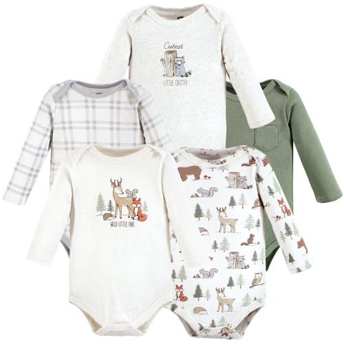 Hudson Baby Soft Cotton Long-sleeve Infant Bodysuit Bundle In Green