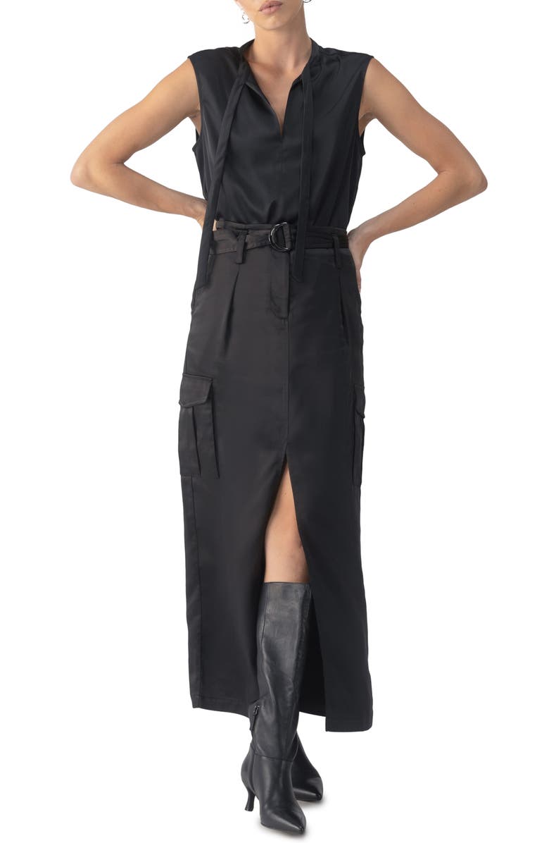 Sanctuary Tie Neck Satin Shell, Alternate, color, 