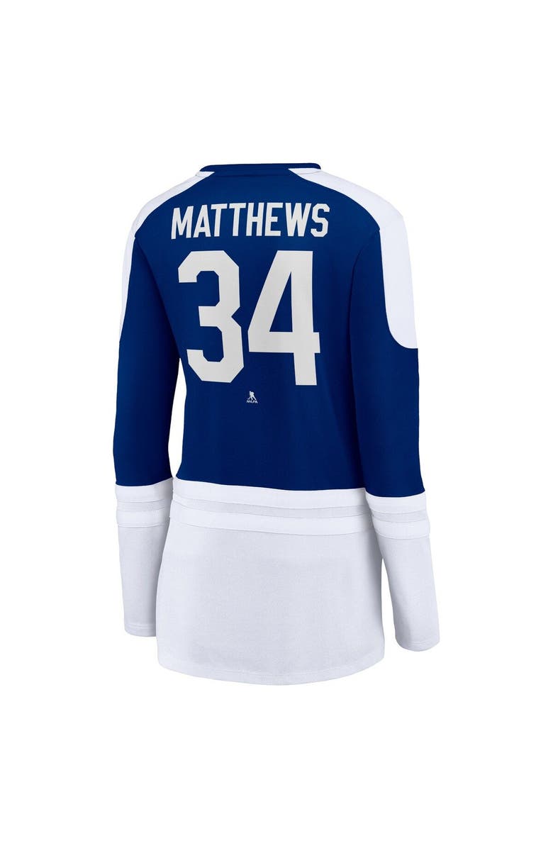 FANATICS Women's Fanatics Branded Auston Matthews Blue/White Toronto Maple Leafs Power Player Long Sleeve Notch Neck T-Shirt, Alternate, color, 
