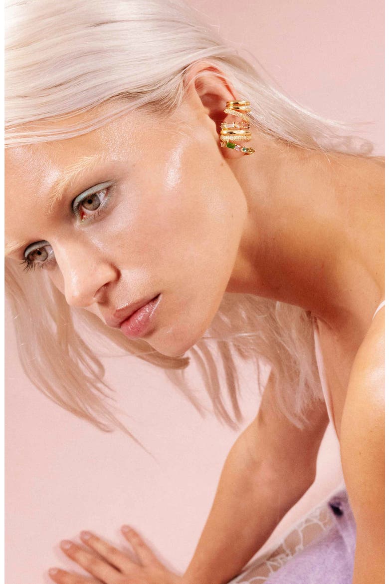 Cubic Zirconia Ear Climbers, Alternate, color, GOLD MULTI
