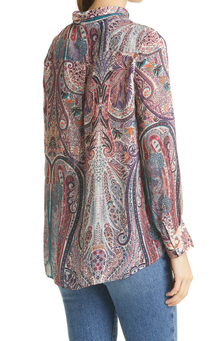 ba&sh Blake Paisley Print Long Sleeve Blouse, Alternate, color, Rose