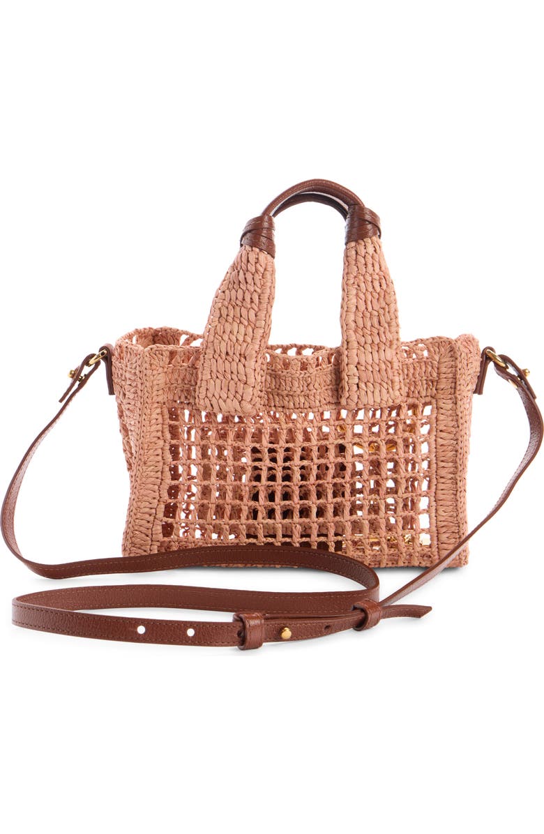 Chloé Mini Summer Banana Crochet Raffia East/West Tote, Alternate, color, Summery Beige