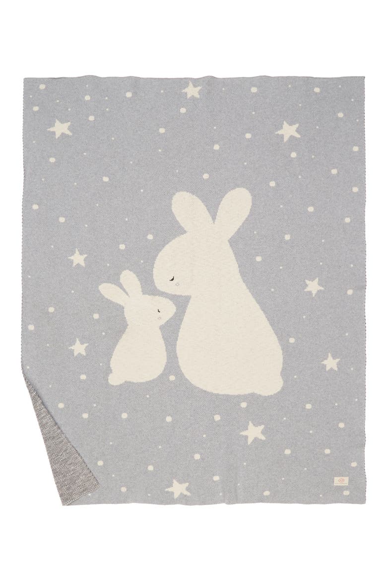 Bunny Organic Cotton Baby Blanket, Main, color, GREY