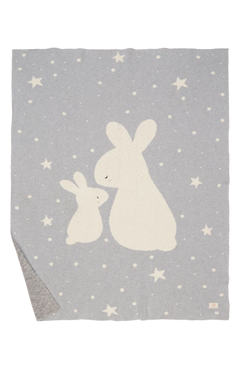 Pink Lemonade Bunny Organic Cotton Baby Blanket, Main, color, Grey