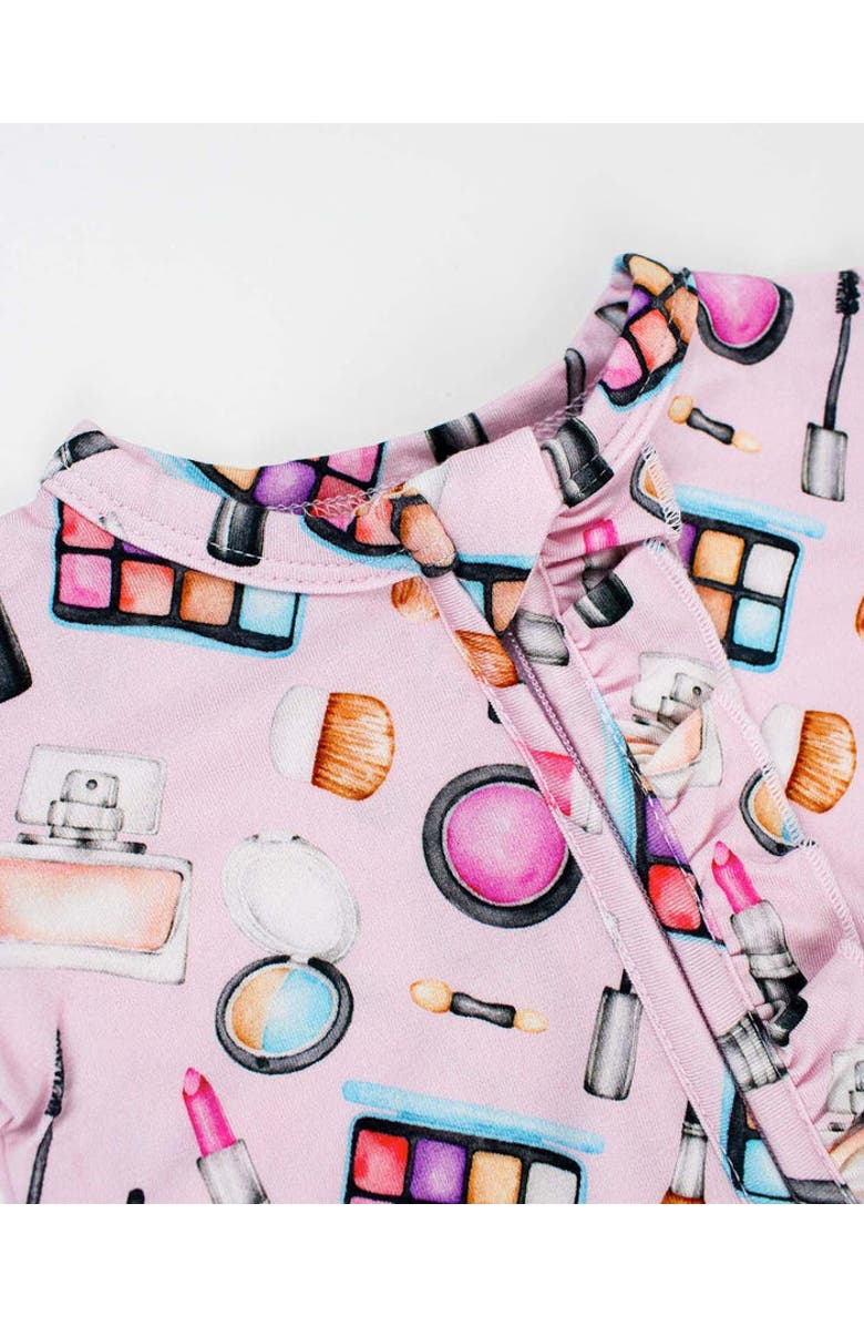 Lev Baby Makeup Print Ruffled Footie Pajamas, Alternate, color, Pink