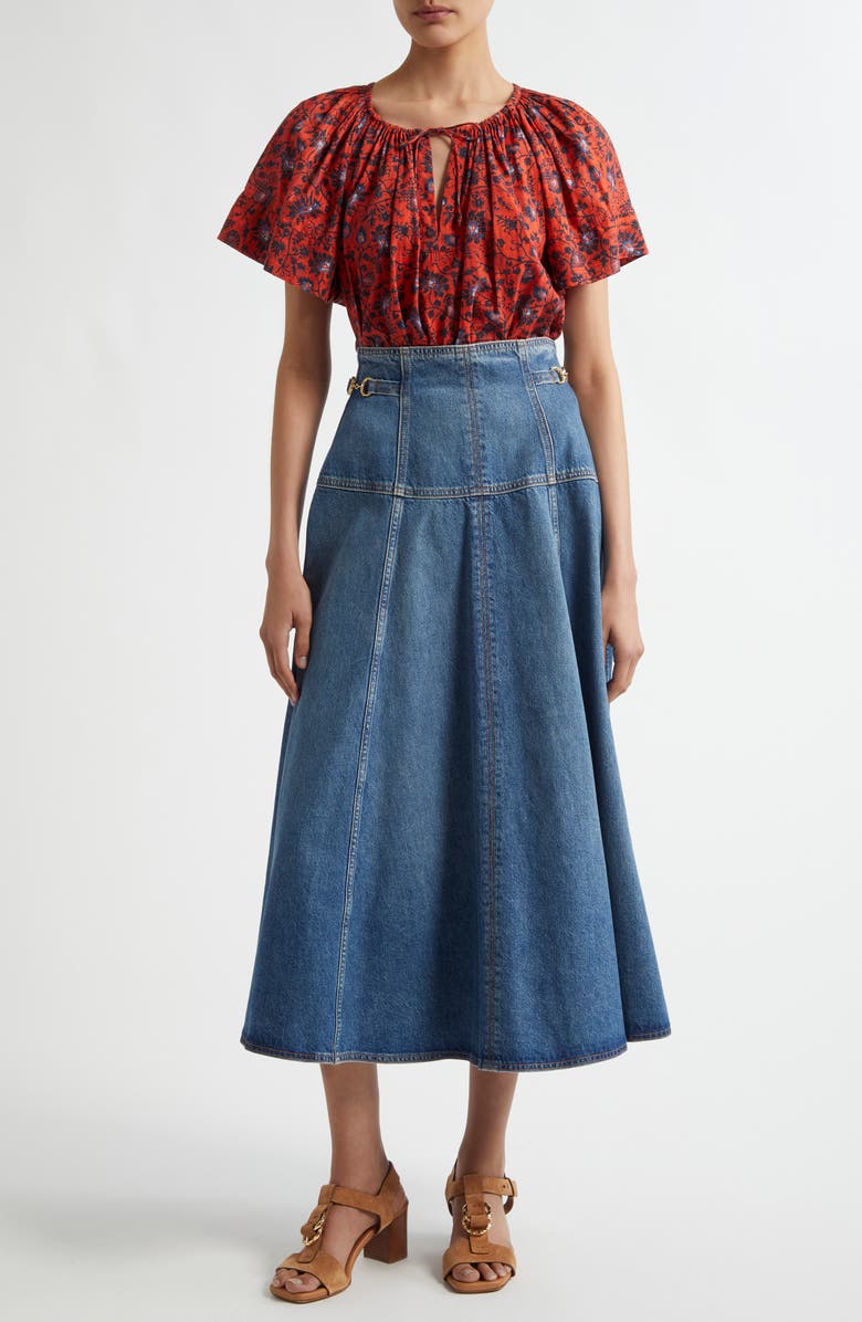 Ulla Johnson Sena Flutter Sleeve Cotton Blend Top, Alternate, color, 