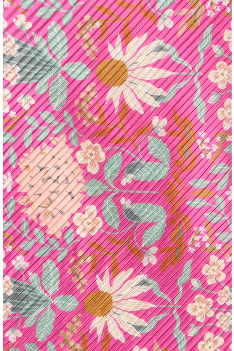 Pleated Satin Scarf, Alternate, color, MULTI PINK FLORAL