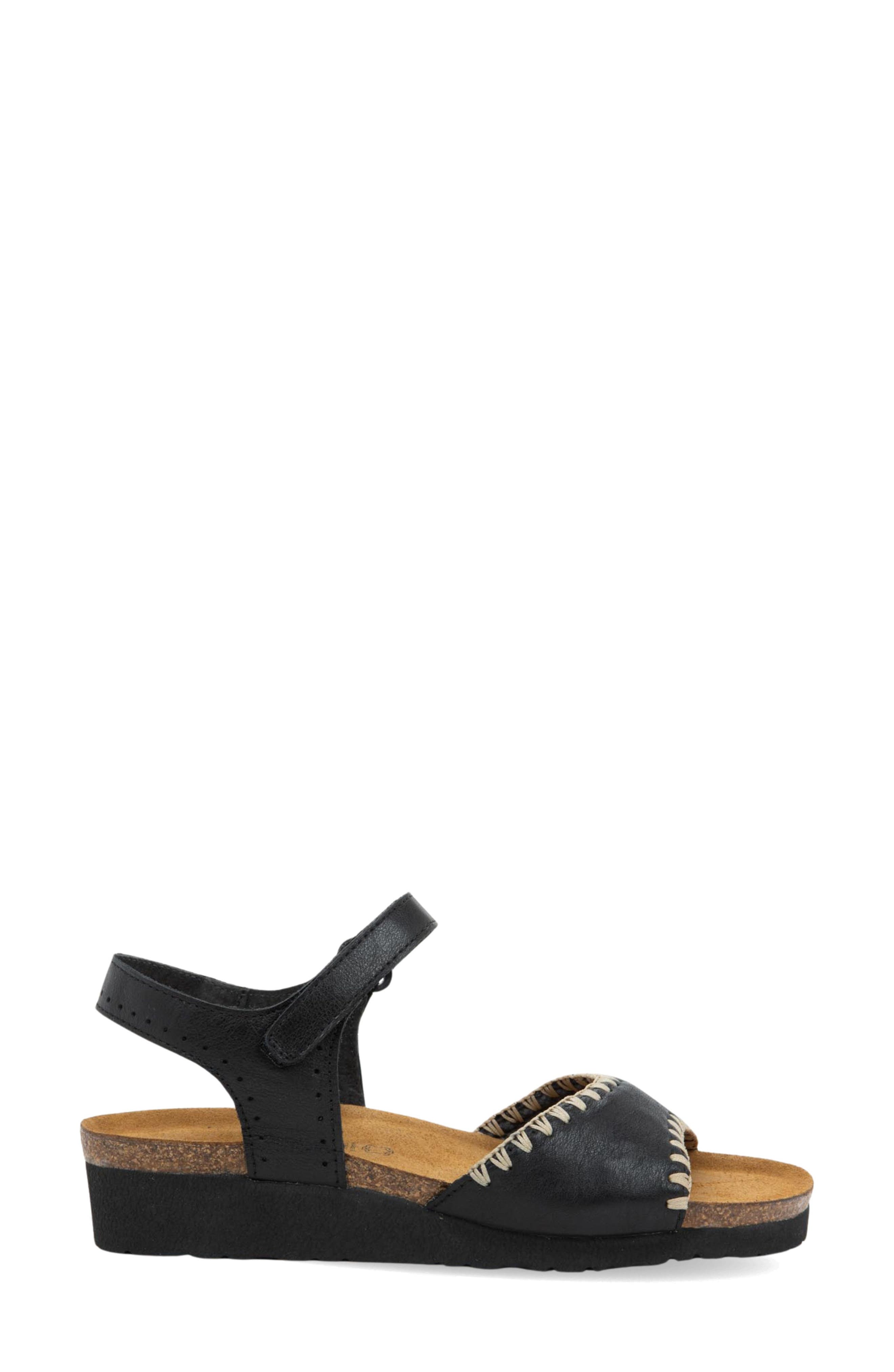 Naot Luna Sandal, Alternate, color, Black Leather
