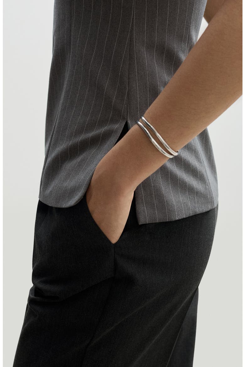 Pleated Straight Leg Ankle Pants, Alternate, color, GREY