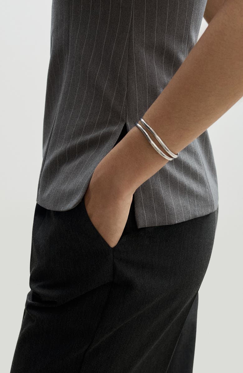 MANGO Pleated Straight Leg Ankle Pants, Alternate, color, Grey