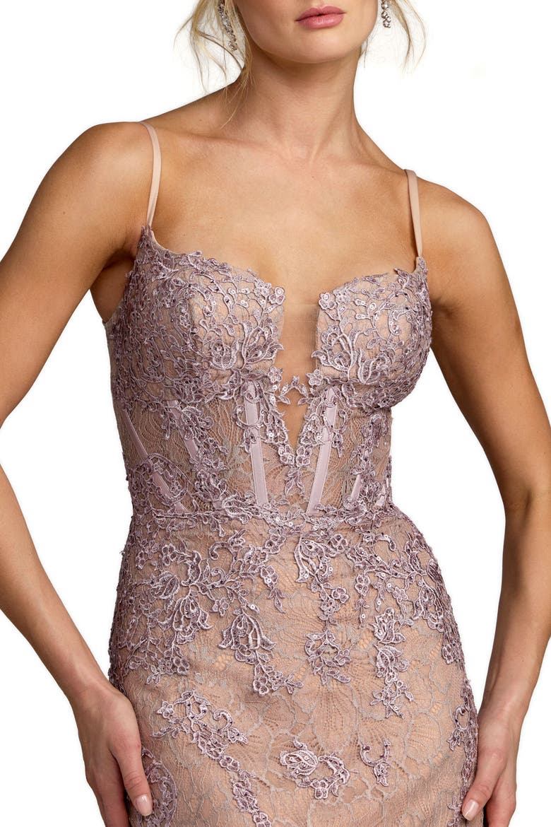 Embroidered Lace Sleeveless Mermaid Gown, Alternate, color, Vintage Lilac