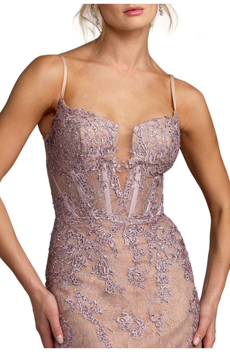 Mac Duggal Embroidered Lace Sleeveless Mermaid Gown, Alternate, color, Vintage Lilac