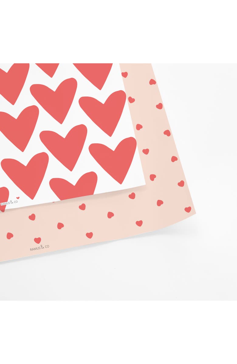 Ramus & Co Eight Sheets Two-Sided "Hearts" Heavyweight Gift Wrap, Alternate, color, Multicolored
