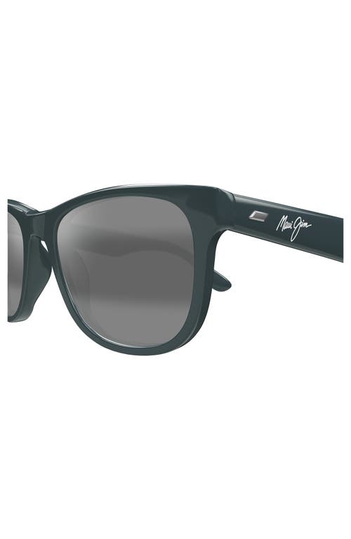 Maui Jim Kikonia Xl 53mm Wraparound Rectangular Sunglasses In Shiny Solid Greyish Blue/grey