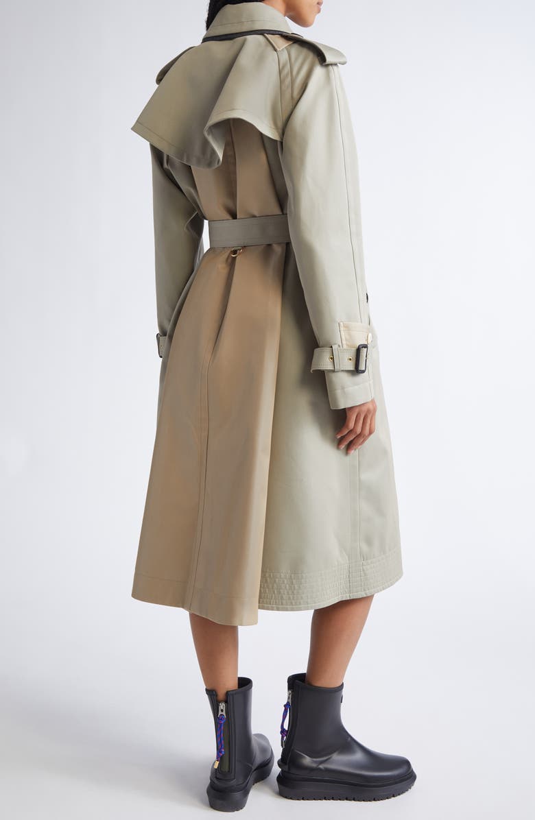 Sacai Cotton Gabardine Trench Coat, Alternate, color, Light Khaki/ Beige