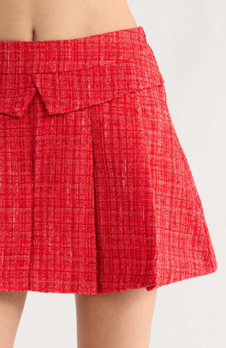 All in Favor Pleated Tweed Miniskirt, Alternate, color, Red
