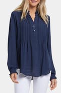 NYDJ Pleated Yoke Long Sleeve Peasant Blouse