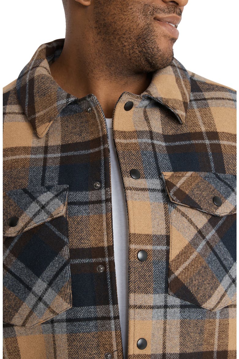 Kansas Regular Fit Check Shirt Jacket, Alternate, color, BROWN