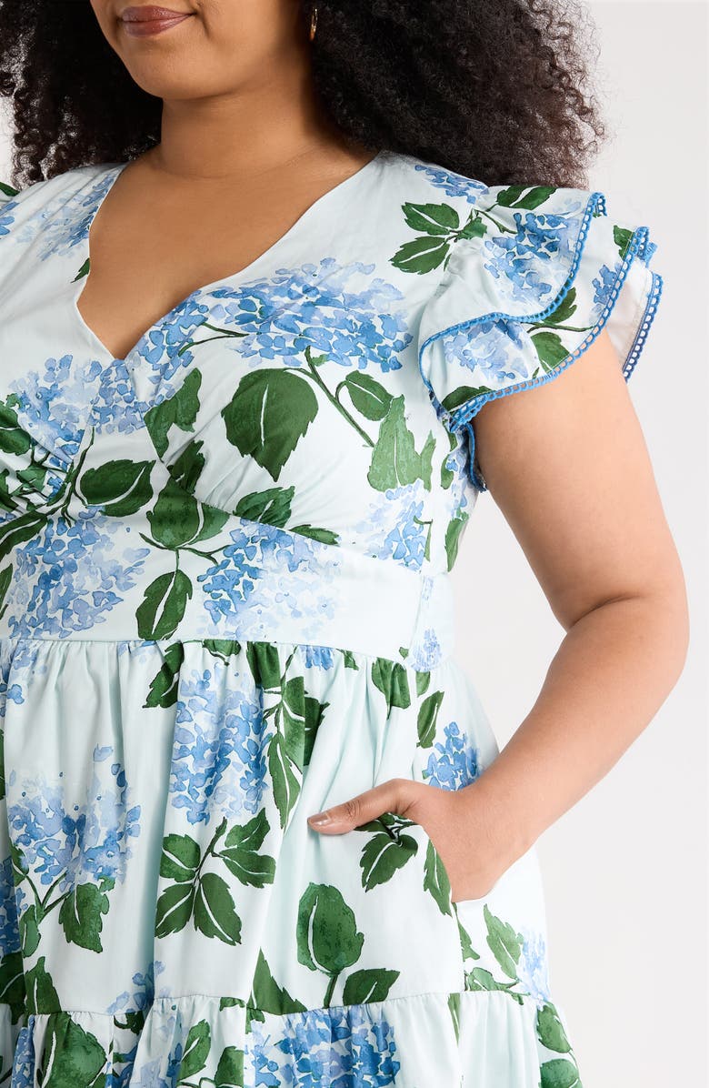 SUGARLIPS Mirla Floral Ruffle Dress, Alternate, color, Blue/ Green Multi
